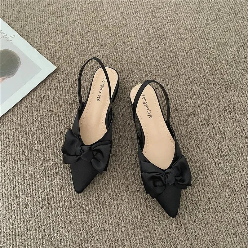 maogu Bow Polka Dot Pointed Toe Stiletto Sandals Luxury Sandals Women Designers Elegant Party Sandal 2023 Fashion Women Shoes 39