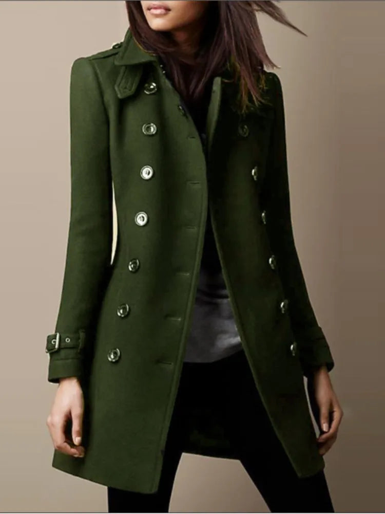 Fall Winter New Elegant Women's Jacket Coat Fashion Woolen Black Long Sleeve Double Breasted Loose Streetwear Women Coats Jacket