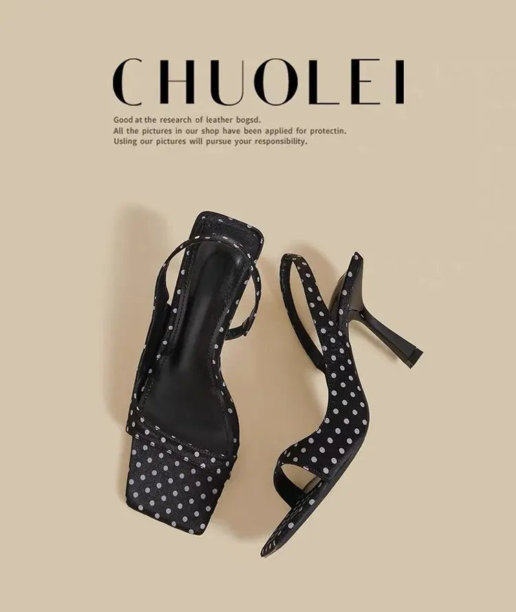 High Heels Women Sandals Luxury Elegant Heels Shoes Fashion Slippers New Square Toe Sexy Pumps Dress Party Female Slides