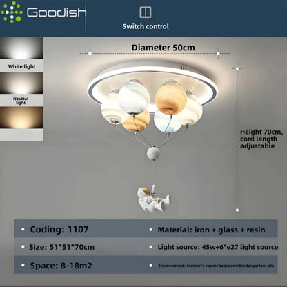Modern Nordic Stylish Astronaut Planet Sky Led Ceiling Lights Art Creative Lamp for Chidren's Bedroom Home Decoration Chandelier