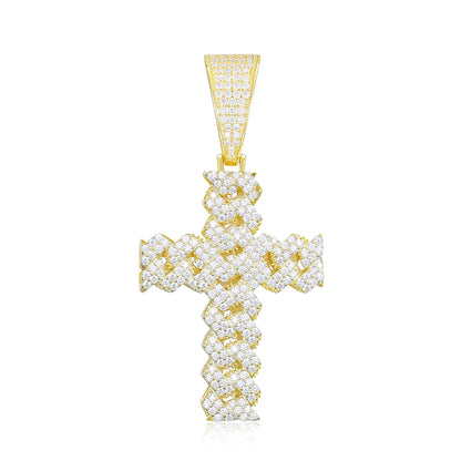 12mm Cuban Chain Men Women Hip Hop Cross Pendant Necklace D VVS Moissanite Iced Out Bling 925 Sterling Silver Necklaces Jewelry