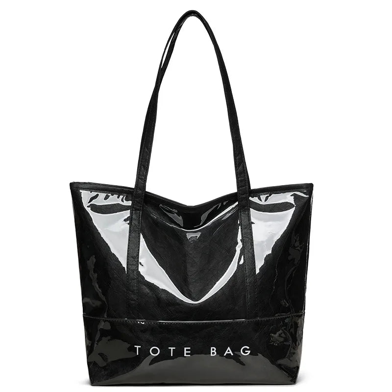 Fashion Large Capacity Tyvek Tote Bag, Waterproof Letter Print Shoulder Bags for Women Daily Shopping, Commuter Versatile Bag