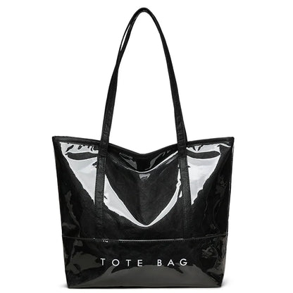 Fashion Large Capacity Tyvek Tote Bag, Waterproof Letter Print Shoulder Bags for Women Daily Shopping, Commuter Versatile Bag