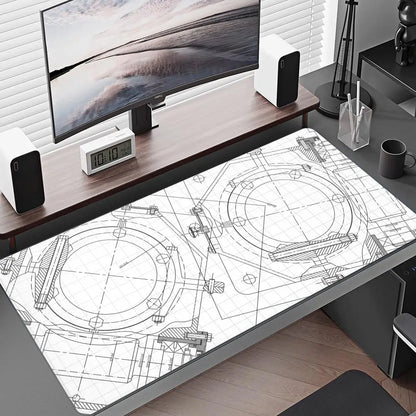 Mechanical Drawing Mouse Pad Gaming Accessory Large HD Mousepad XXL MousePad Natural Rubber Carpet Non-Slip Table Mat Office Rug
