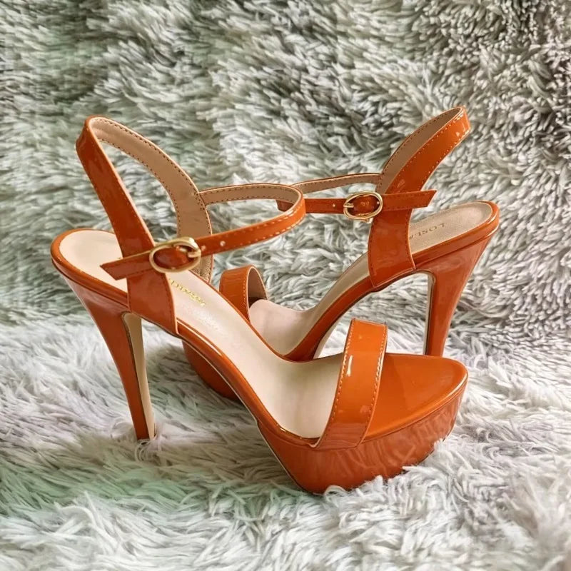 Women Sexy Pumps Peep Toes Sandals Stilettos 14cm Elegant Platform High Heels Luxury Nighclub Party Wedding Jazz Dance Shoes