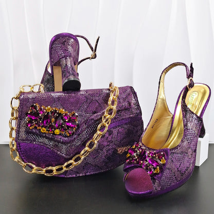 Doershow Lastest Italian Design Fashion Style Ladies Shoes with Matching Bag Set 2026 Nigerian Shoes and Bag Set!  HG1-1