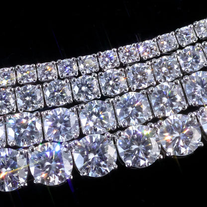 Luxur Jewelry 925 VVS 2/3/4/5MM Width Moissanite Tennis Necklace Pass Diamond Test Bling Iced Sterling Silver Chain with Gra