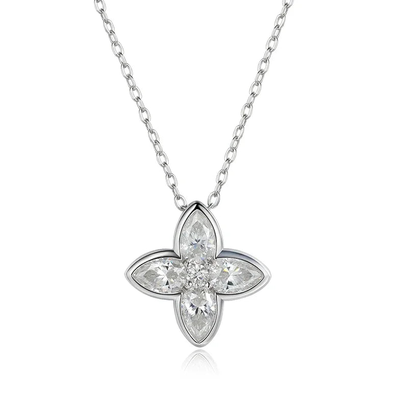 QIBAOKU Pear Cut 4*6mm Moissanite Necklace Pendant for Women Classic 5 Gems Jewelry S925 Sterling Silver Plated 18K Chain 2026