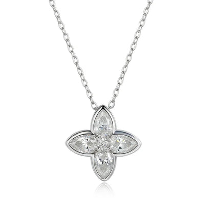QIBAOKU Pear Cut 4*6mm Moissanite Necklace Pendant for Women Classic 5 Gems Jewelry S925 Sterling Silver Plated 18K Chain 2026