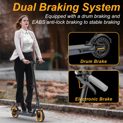 PORORO Electric Scooter 350W 19mph Max Speed APP Smart Control Dual Shock Absorption & Dual Suspension 22miles Max Range For City Commuter