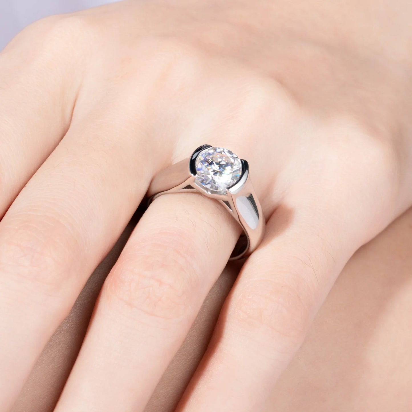 Carnica Luxury 925 Sterling Silver 2CT Real Moissanite Ring for Women GRA Simple Diamond Wedding Jewelry Gift Brilliant Hot New