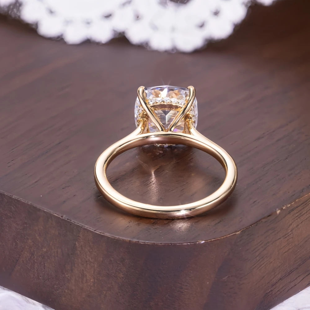 0.8-6Ct Cushion Cut Moissanite Solitaire Engagement Ring Fashion Wedding Rings for Women S925 Sterling Silver with Certificate