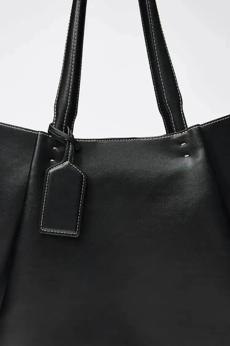 CLIP TOTE BAG, Women's Fashion Luxury Handbag Design, Pure Color Contracted and Single Shoulder Bag, Senior PU Leather Handbags