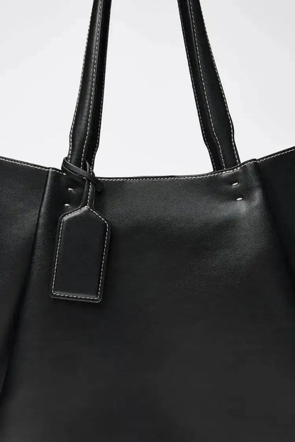 CLIP TOTE BAG, Women's Fashion Luxury Handbag Design, Pure Color Contracted and Single Shoulder Bag, Senior PU Leather Handbags
