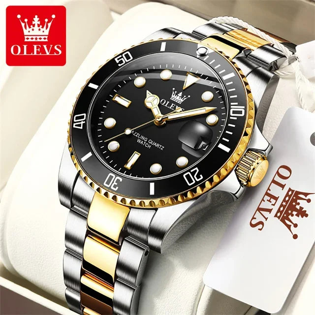 OLEVS Original Quartz Watch for Men Stainles Steel Waterproof Sports Watches Fashion Luxury Top Brand Men's Wristwatches 5885