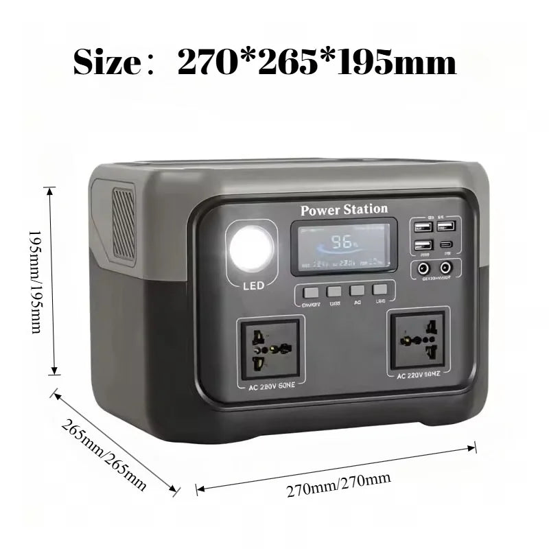New 800W 589WH Portable Power Station 600W/800W Solar Generator Backup Power Bank for Outdoor Camping, Home Emergency, RV Travel