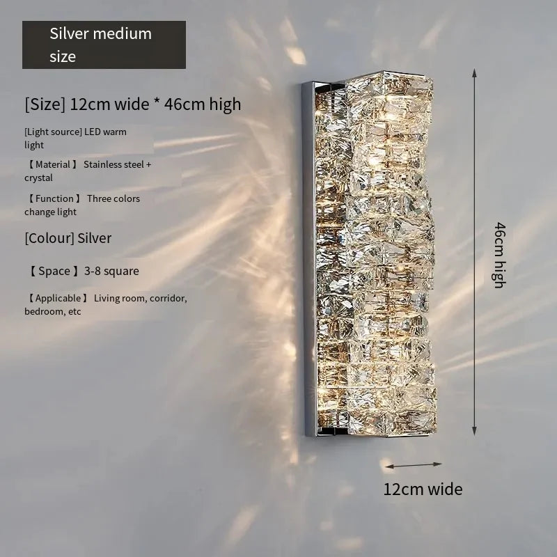 Luxury Crystal Wall Lamp Modern LED Sconce Chrome Gold Mirror Wall Light For Living Room Bedroom Aisle Indoor Decor Vanity Light