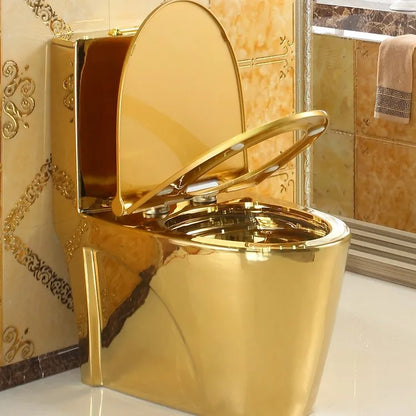 European Royal Luxury Electroplated S Trap/p Trap Golden Color Water Closet Bathroom Commode One Piece Gold Toilet Bowl