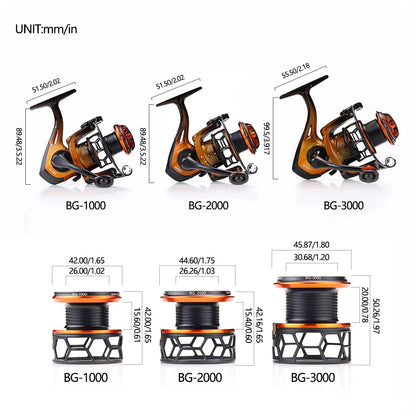 JOSBY Spinning Fishing Reel 1000 2000 3000 Series Metal line Cup Pesca 5.2:1 Gear Ratio Wheel Carp Freshwater Seawater Tackle
