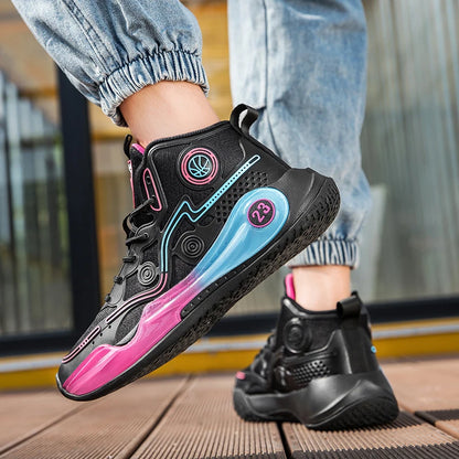 Unisex Basketball Shoes Thick Bottom Rebound Combat Training Sneakers Breathable Comfort Competition Basketball Boots for Men
