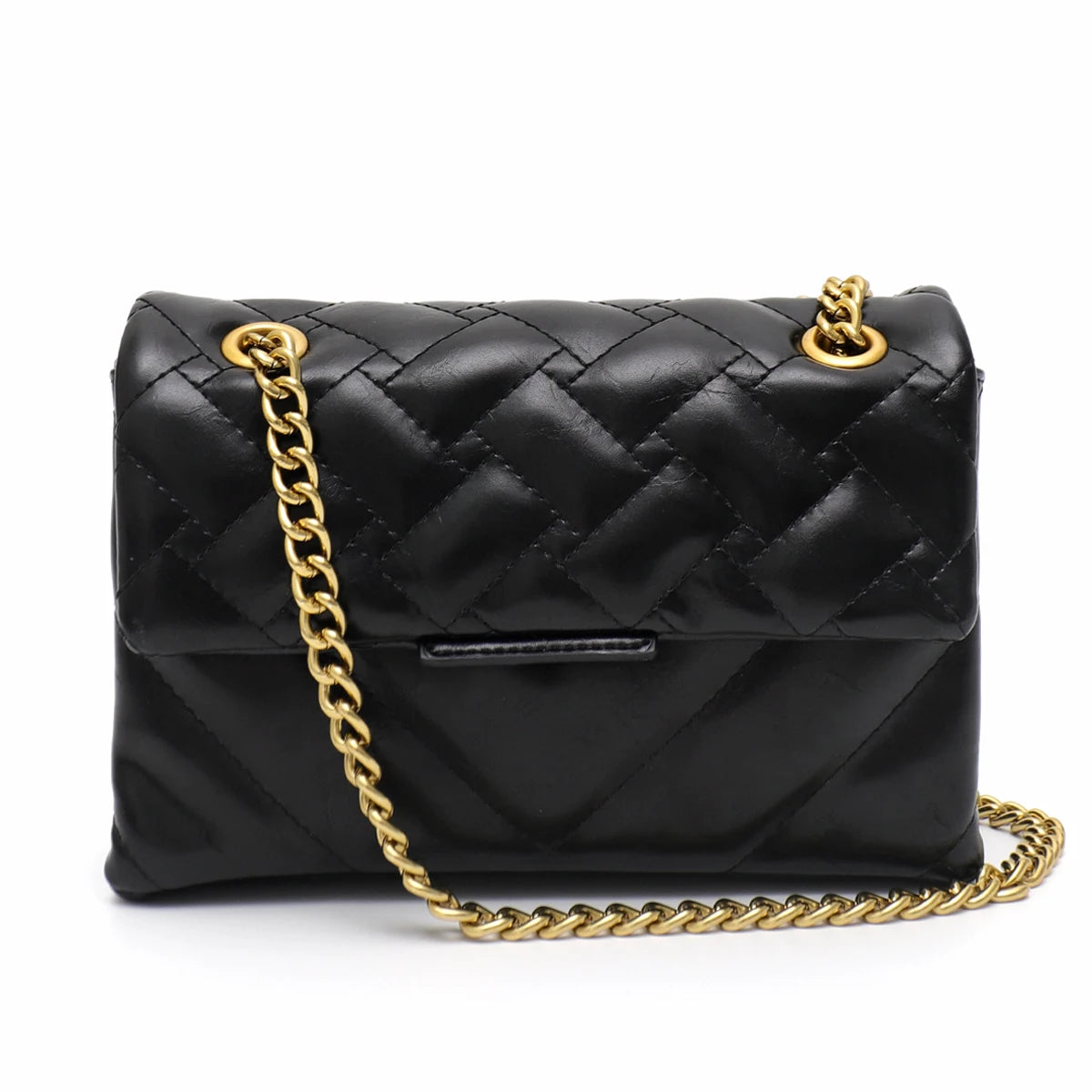 Women Fashion Metallic PU Vegan Leather Handbag Luxury Quilted Flap Messenger Shoulder Bag Long Chain Purse Daily Casual Travel