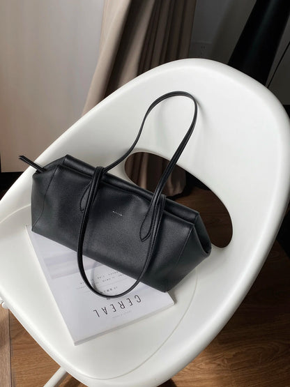 Genuine Grade Leather Women's Shoulder Bag Luxury Designer Brand Ladies Soft Cowhide Large Tote for Woman Ladies Bowling Bag New