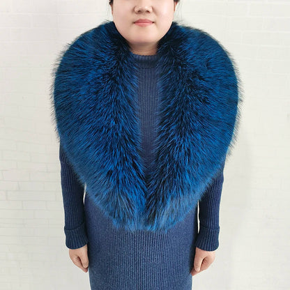 Large Women Faux Fox Fur Scarf Winter Jackets Warm Fluffy Shawl Fashion Artificial Fur Collar And Cuff Set Fluffy Scarves Female