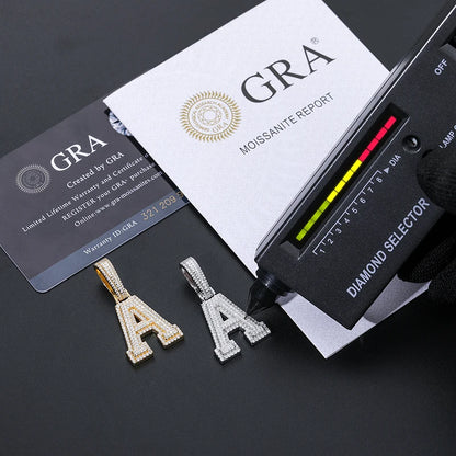 New Moissanite 26 A-Z Letter Pendant Jewelry Necklace Women  Iced Out Personalized Charms Rapper Super Star Hip Hop Punk S925