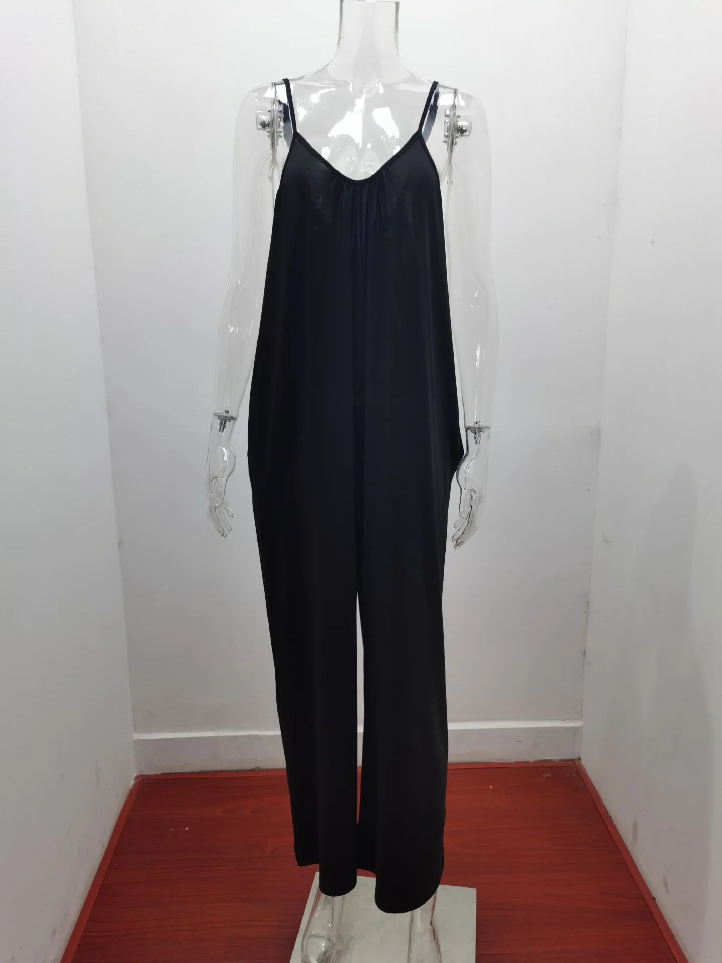 Strap jumpsuit for women's summer new cross-border solid color inserted bag casual jumpsuit