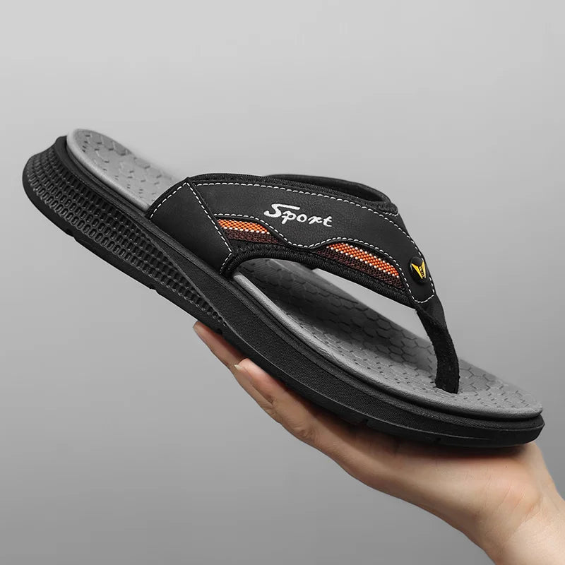 Men's One-Strap Sandals Anti-Slip Soft-Soled Male Slippers Comfortable Slides Everyday Slip-On Sandals Leisure Walk Flip-flops