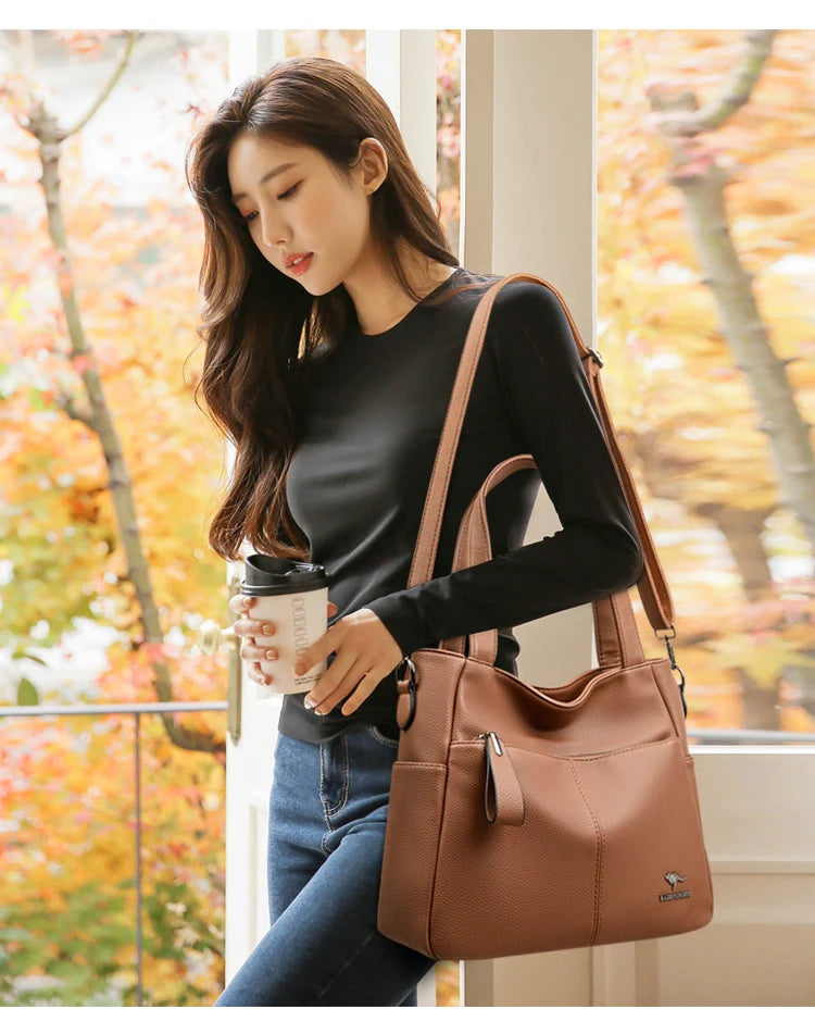 High Quality Soft Leather Shoulder Crossbody Bags For Women Large Capacity Luxury Bag Brand Designer Casual Handbag Sac A Main