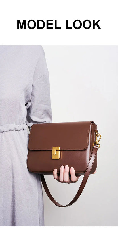 Luxury Genuine Leather Women Bag 2025 New Women's Shoulder Bag High Quality Cowhide Square Crossbody Bags Designer Handbags