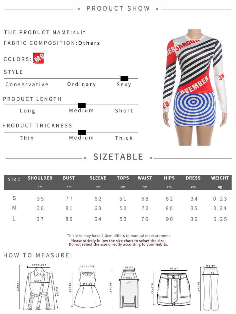 Weird Puss Art Thread Print 2-Piece Set Women Half Turtleneck Full Sleeve Crop Top+Simple Shirt Music Festival Fashion Slim Suit