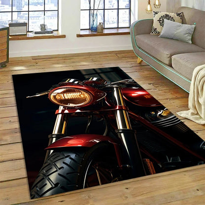 Motocross Modern retro Motorcycle Carpet Rug for Bedroom Living Room Home Sofa Decoration,Children Game Large Decor Floor Mat
