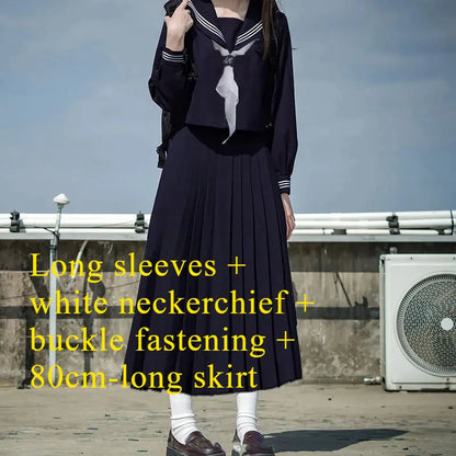 Orthodox JK Uniform School Uniform Basic Navy Navy College Style School Supply Middle Sailor Uniform Autumn and Winter Suit