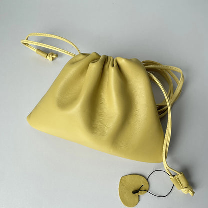 Sheepskin Drawstring Cloud Bag 2025 Summer New Design Soft Genuine Leather Handbag Shoulder Bag Fashionable Women Crossbody Bag