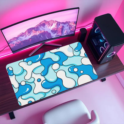 Mouse Pad MousePad Non-slip Lockedge Blue Art Office Student Gaming Thickened Large Writing Pad Wave Cushion