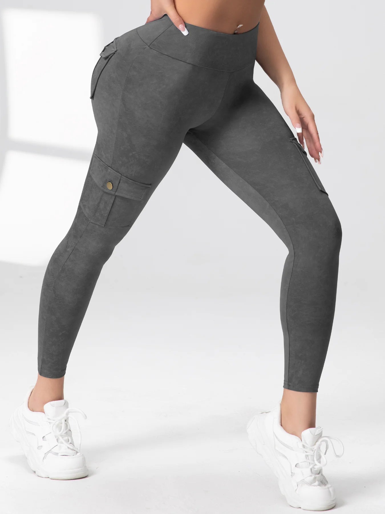 Camouflage Printed Women's Leggings With Pocket Sports Cargo Pants High Waist Slim Fit Tight Pants