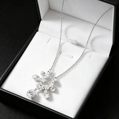 Luxury 18K white Solid Platinum PT950 certifid multi-diamond love water drop necklace female dinner bride date clavicle chain