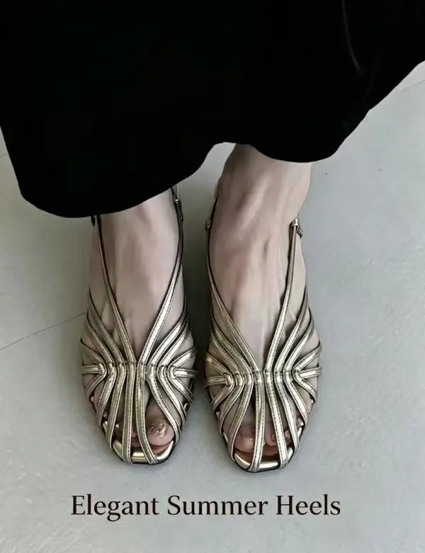 Mid Heels Womens Sandals Designer Heels Shoes Elegant Heeled Slippers Party Luxury Slides Slingback Trend Comfort Mujer Zapatos