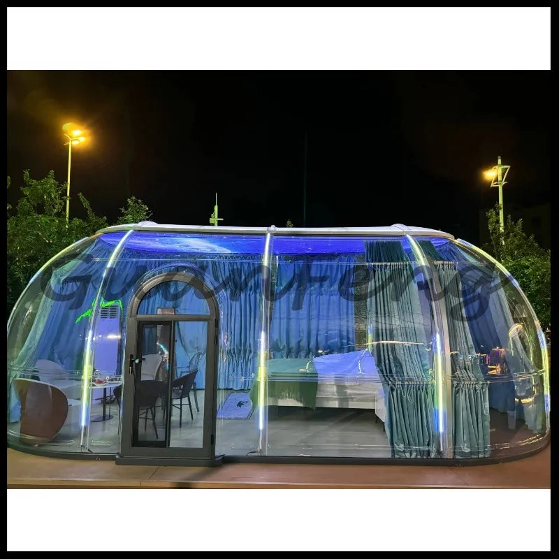7.8M Luxury Transparent PC Starry Geodesic Dome Tent, Round Clear Igloo Cabin For Resort Hotel Catering And Celebration Events
