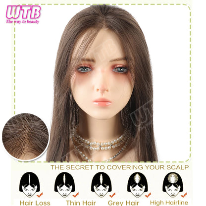 WTB 40cm Lace Front Synthetic Wig Invisible and Seamless Straight Hair Adds Volume Suitable for Women's Daily Wear and Holidays
