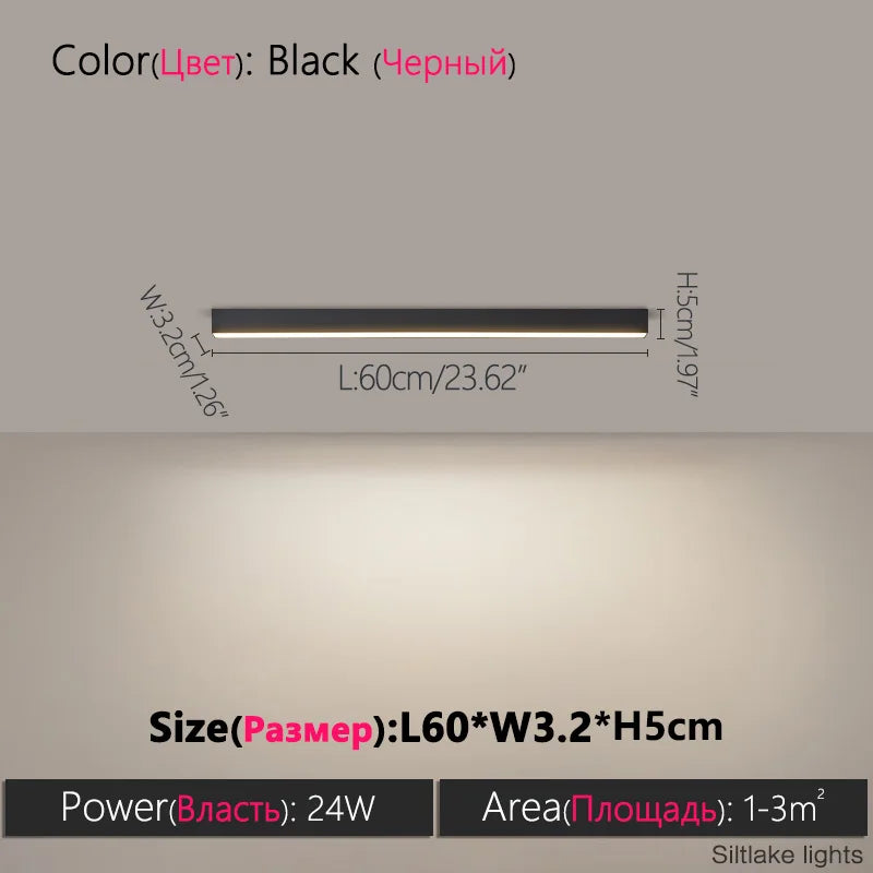 Modern Long Strip Ceiling Light Surface Mounted Minimalist Aisle Lamp Living Room Bedroom Kitchen Home Office LED Lighting