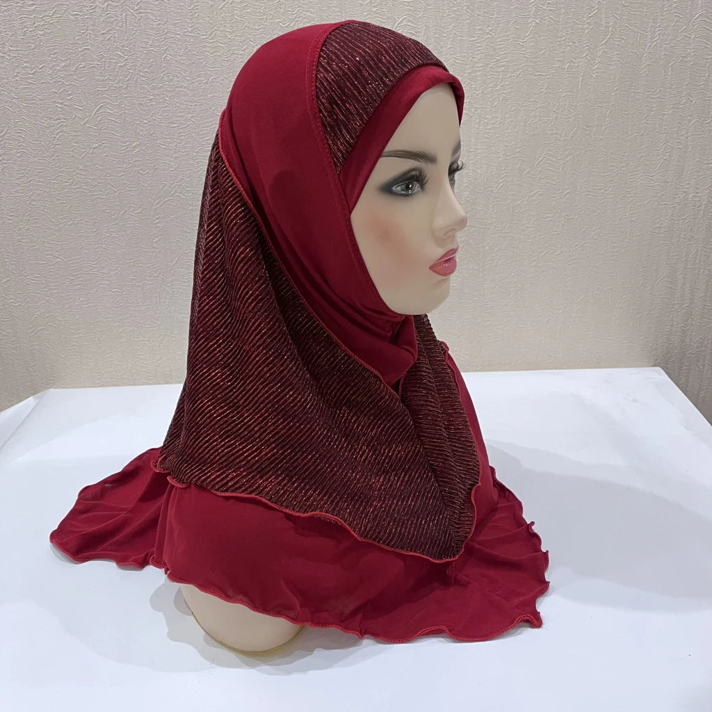 H076 Adults or big girls medium size 70*60cm pray hijab muslim hijab scarf islamic headscarf hat amira pull on headwrap