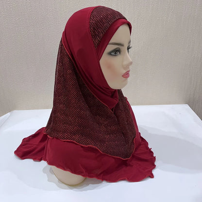 H076 Adults or big girls medium size 70*60cm pray hijab muslim hijab scarf islamic headscarf hat amira pull on headwrap