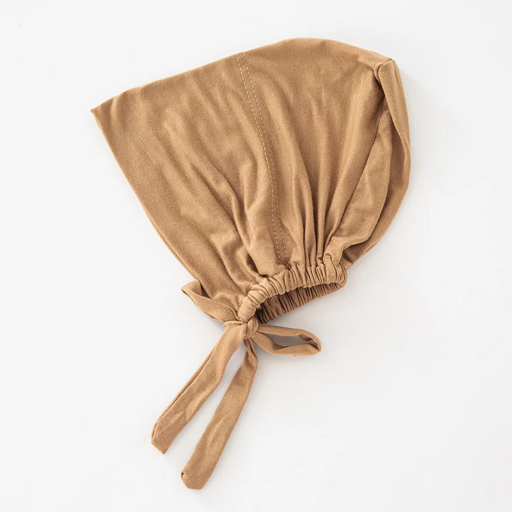 82 Colors Tie-Back Undercaps Fashion Women's Inner Hijab Muslim Cap Bonnet Plain Islamic Cotton Spandex Jersey DEW Underscarf