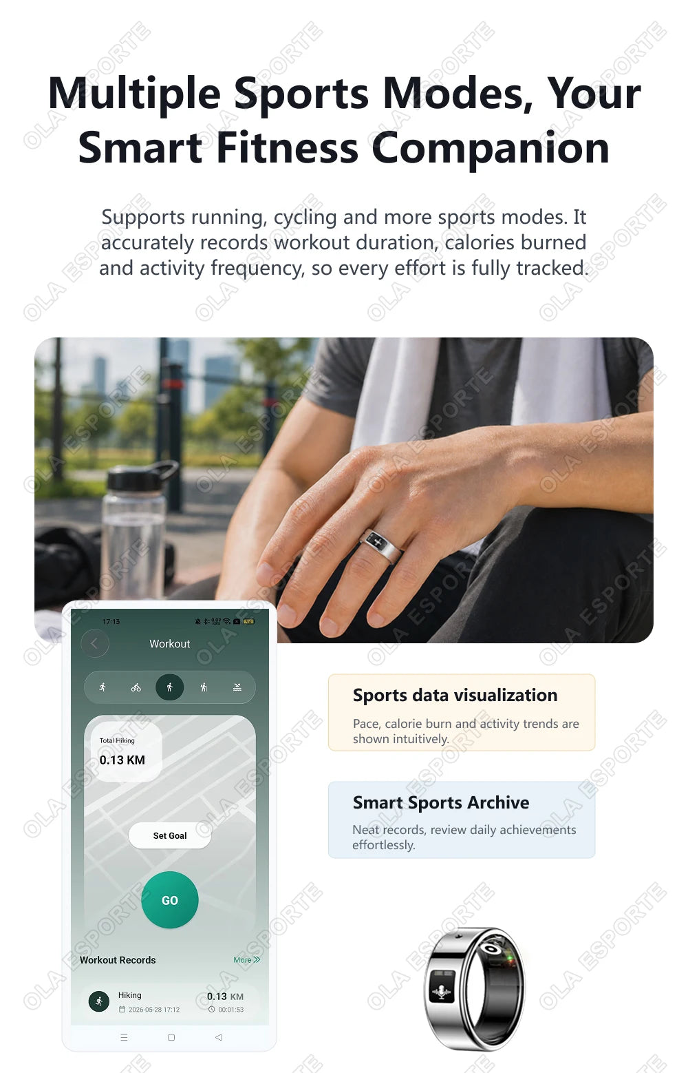 New AI Recording Smart Ring 2026 Heart Rate Health Monitoring Gesture Control AI-Translation Waterproof Multiple Sport Smartring