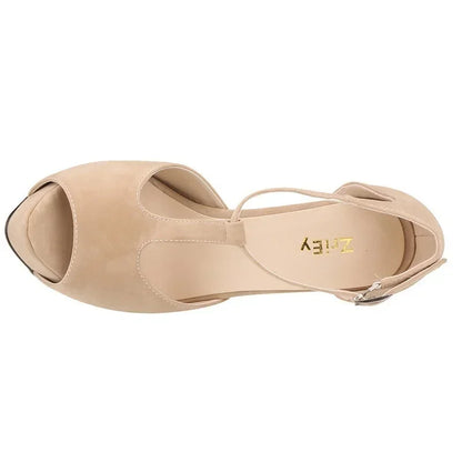 Platform Open Toe High Heels Summer Women Ankle Strap Sandals Sexy 14cm High Heels Buckle Thick Pumps Wedding Jazz Dance Shoes