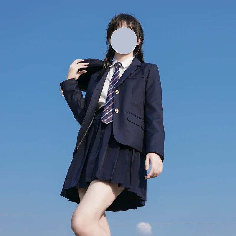 University School Girl Blazer Winter School Uniform Navy Coat Japanese High School Uniforms Suit Girl Students Jacket Seifuku