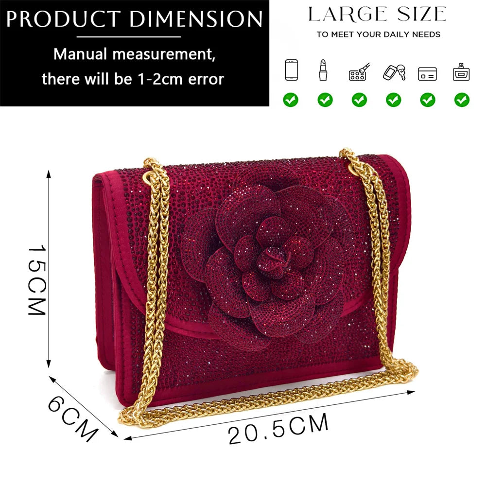 Italian Design Evening Shoes And Bags Paired With Handmade Petal Gold Colour Pointed Toe Mid-Heel Shoes For Women Party Shoes